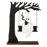 Spooky home decor ghost swing ornament hanging ghost on a swing under a haunted tree