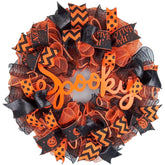 Spooky Mesh Halloween Wreath 24 inch round front door decor