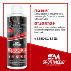 Liquid chalk for weightlifting grip on gym surfaces