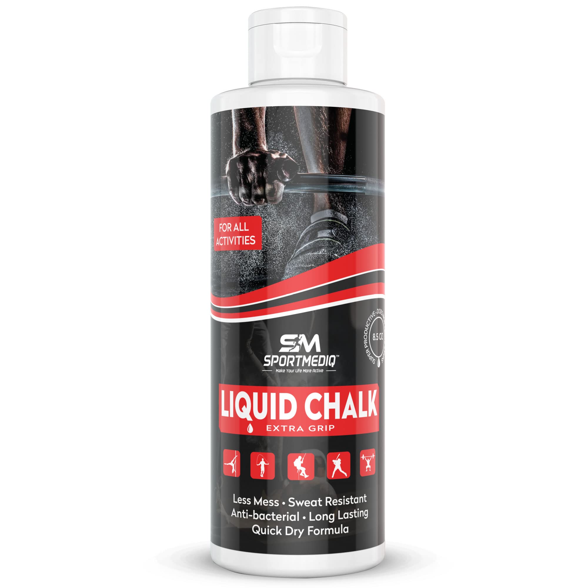 SPORTMEDIQ Pro Grade Liquid Chalk bottle for gym grip