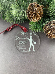 Clear acrylic ornament with customizable ribbon color
