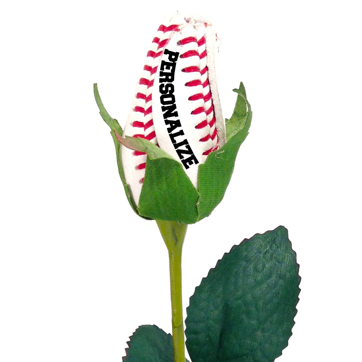 Sports Roses personalized baseball rose product image with genuine leather petals