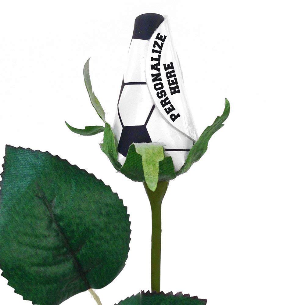 Sports Roses personalized soccer rose with 2in rosebud and 21in stem