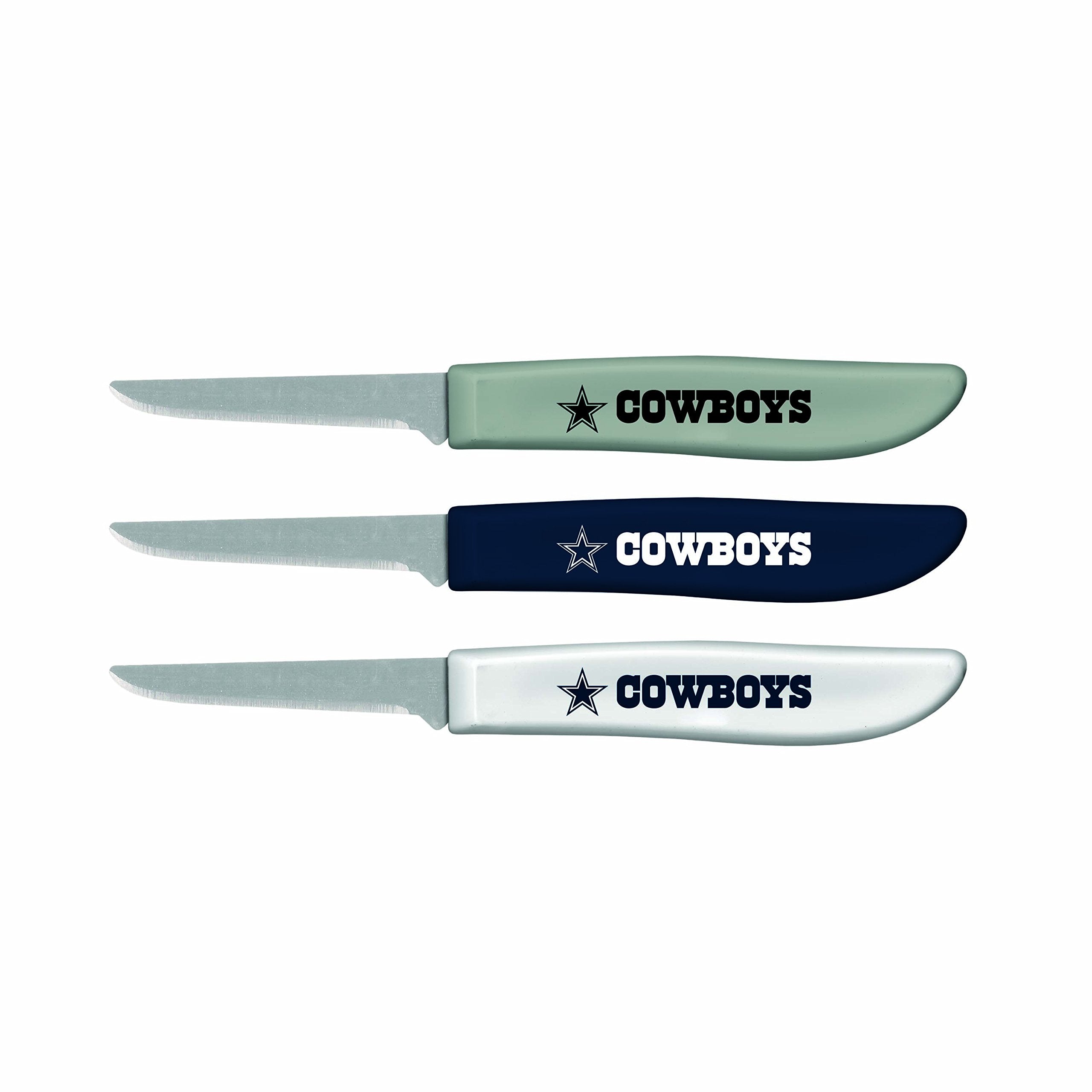 SportsVault NFL Dallas Cowboys 3-Piece Paring Knife Set white and team colors