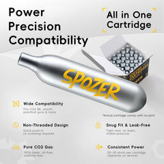 Spozer 12g CO2 cartridges non-threaded for airsoft