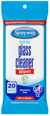 Close up of Sprayway Glass Cleaner Wipes label 20ct