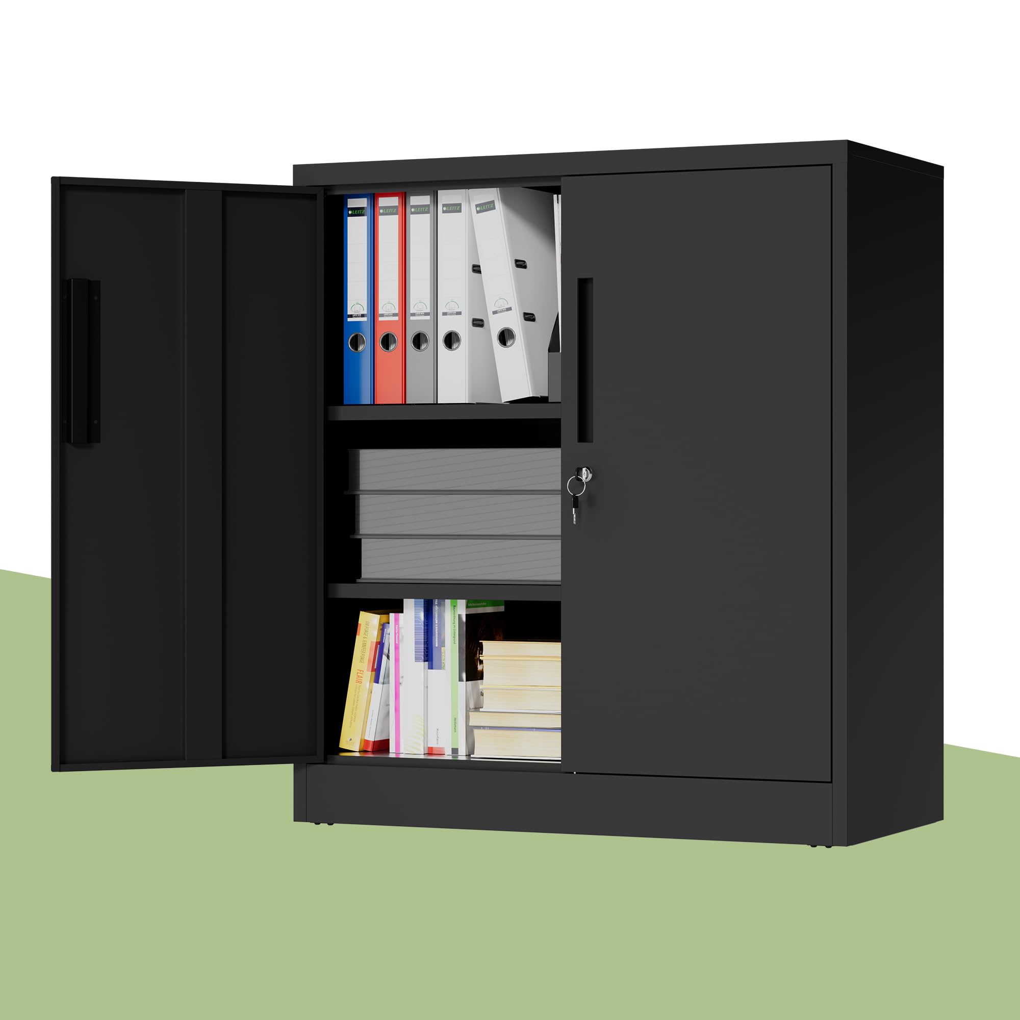 Spryygo metal storage cabinet 35 inch height with doors
