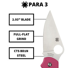 Spyderco Para 3 pink FRN handle closeup