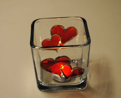3.5 inch square glass candle holder for tea light or votive