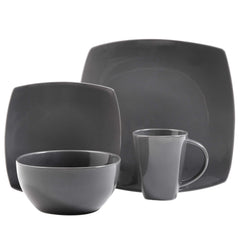 Gibson Soho Lounge square dessert plates 8.25 inches grey