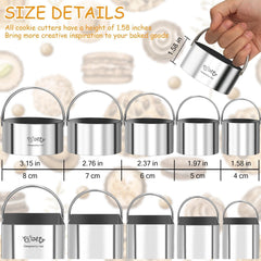 Square and round cookie cutters with handle in stainless steel