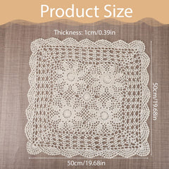 square 50x50cm lace table runner on beige placemats
