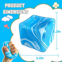 Squishies cube shape sensory toy for kids blue
