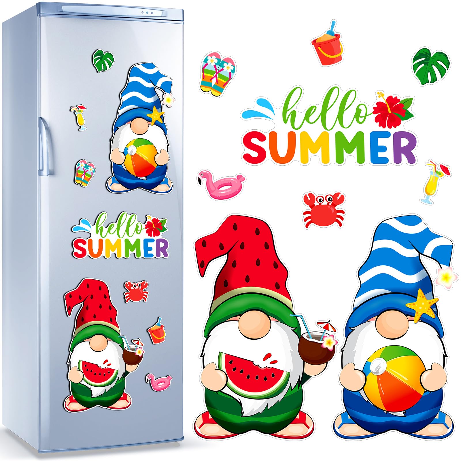 Sratte 9 Pcs holiday gnomes refrigerator magnets set on fridge