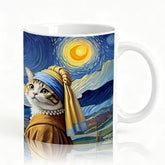 SRWNFOS Starry Night Cat Mug front view ceramic