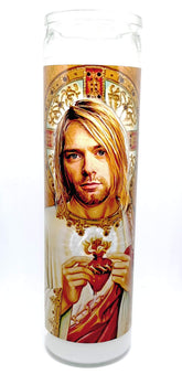 St. Kurt of Grunge Prayer Candle on 8 inch glass jar