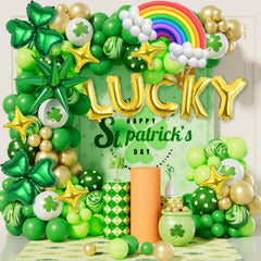 St Patrick's Day balloon arch kit with shamrock balloons