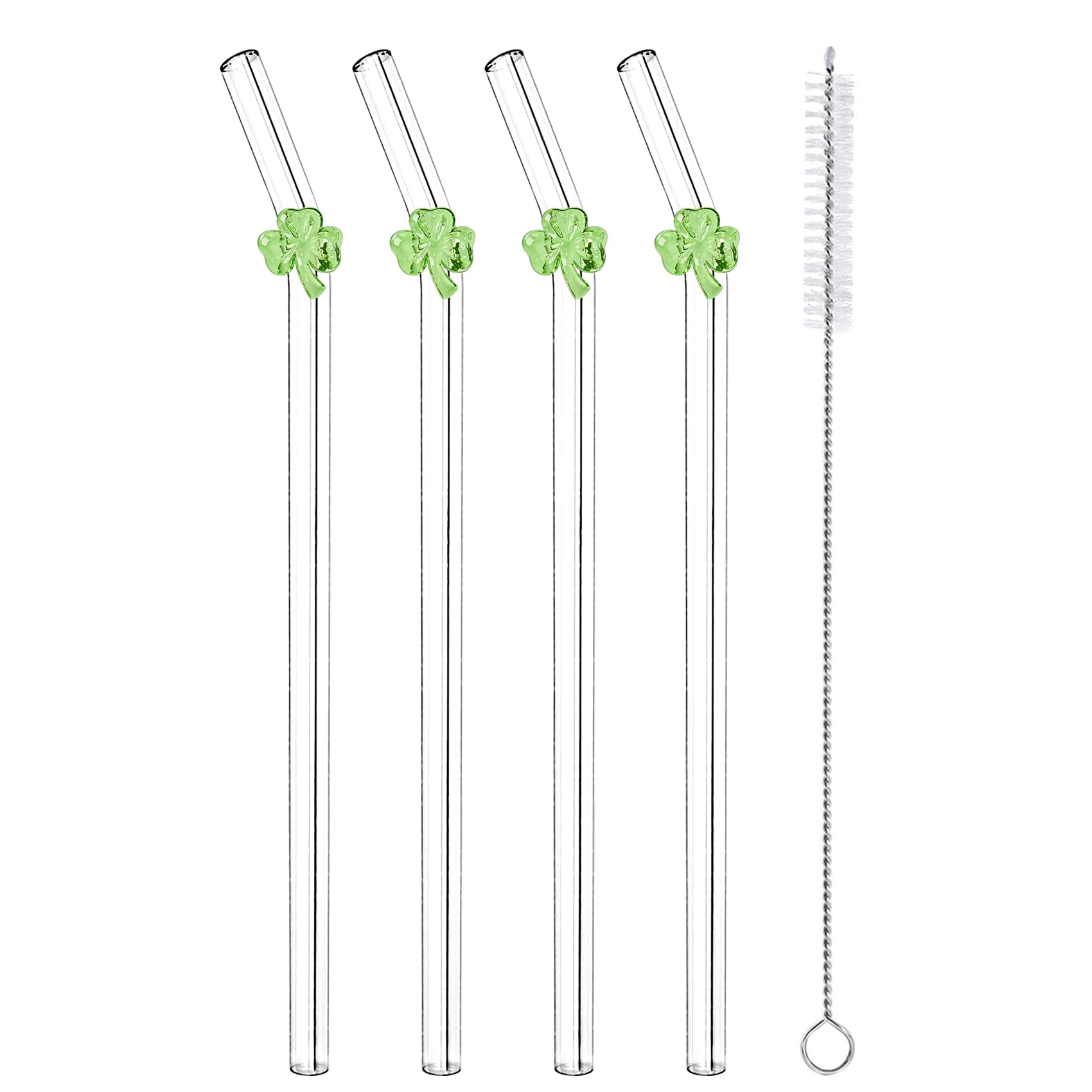 St Patrick's Day glass straw with shamrock design