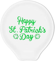 St Patricks Day ceramic spoon rest with shamrock for coffee bar