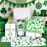 St Patricks Day 20oz tumbler with lid and green shamrock accents