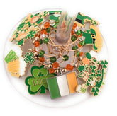 St Patrick's Day wine charms shamrock design on gold rings