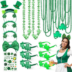 Shamrock beads necklace set from St Patricks Party Favors 29Pack