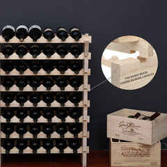 holds 750ml Bordeaux and champagne bottles safely in pine rack