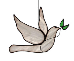 Stained Glass Dove of Peace Suncatcher handmade easy to hang