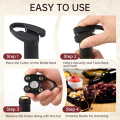 durable wine bottle foil cutter with reinforced housing and 4-blade system