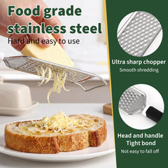 Flat design butter grater with non-slip soft grip handle