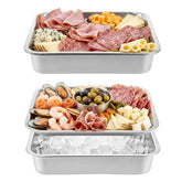Two upper trays and two lower ice trays made of stainless steel