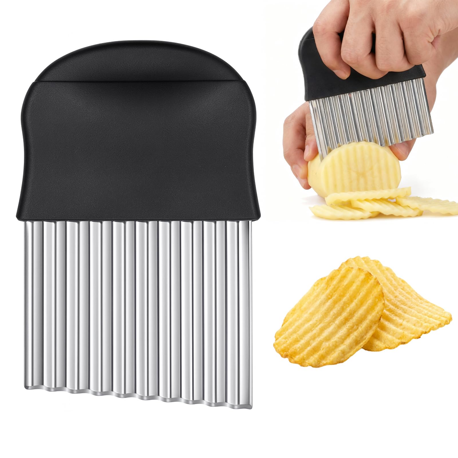 Stainless steel crinkle cutter blade with PP handle for vegetables