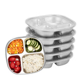 Stainless steel divided plates 5-pack with lids