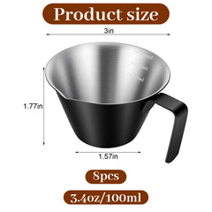 Espresso shot cups with handles 3 inch diameter and 1.77 inch height