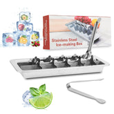 Stainless steel ice cube tray for freezer with 18 compartments