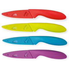 Stainless steel paring knife with plastic handle and 7.5 inch overall length