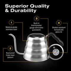 Stainless steel pour over kettle for coffee and tea
