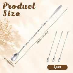 stainless steel stirring spoon set for cocktails and drinks