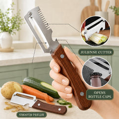 Stainless steel swivel peeler close up