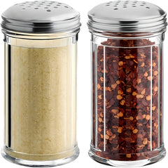 stainless steel tops on glass spice cheese shaker set