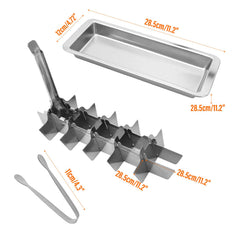 18 square ice cube molds in stainless steel tray