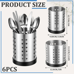 Stainless steel utensil holder black anti-slip base