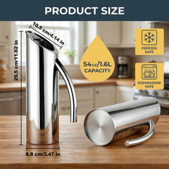 Two stainless steel water pitchers 54 oz each with handles