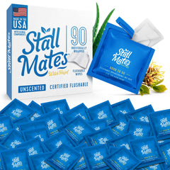 Stall Mates Witch Hazel flushable wipes 90 count package