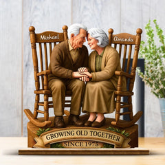 Anniversary gift wooden plaque old couple for display