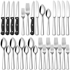 Stapava 24-Piece Silverware Set stainless steel with steak knives and mirror finish