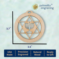 Star ofDavid Hanukkah ornament ready to hang decorative wood