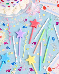star shaped candles with pastel colors