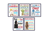 Star Wars Christian Nursery Decor set of five unframed prints featuring Luke Skywalker