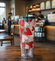 Reusable straw and secure lid for Starbucks cold cup 24 oz